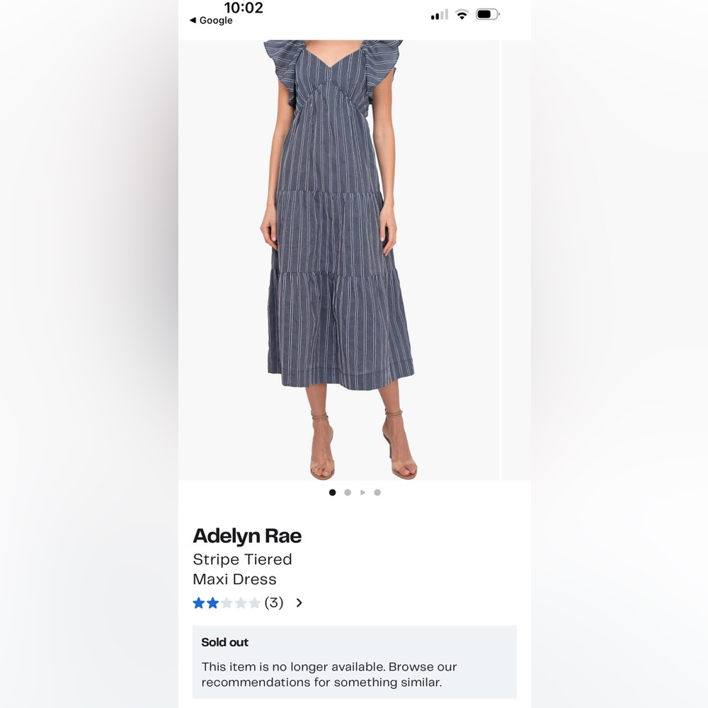 NWOT Adelyn Rae Navy Stripe Tiered Maxi Dress